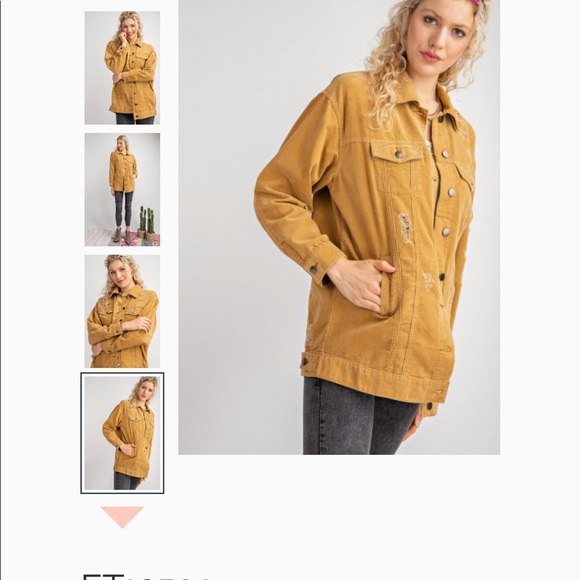 New! CAMEL DISTRESSED DENIM JACKET - Picture 4 of 6